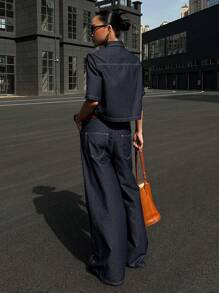 DAZY Women Denim Two Pieces Outfits - Blue - View 6