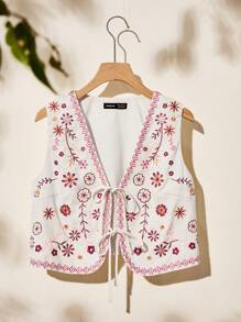 Easelle 假日风刺绣上衣 海滨粉色假日 - 白色 - 查看 10