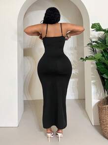 Maweii Plus Size Women's Elegant Romantic Lace Patchwork Slip Dress, Club Party Summer New Arrival