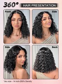 ALL READY WIG Wear And Go Glueless Wig Bob Wig Water Wave Human Hair 5x6 Lace Closure Wigs Human Hair Wigs For Women Human Hair Glueless Wigs With Pre-Baby Hair 5x6 Closure Wigs Human Hair Pre Plucked Bob Vacation Outfits Travel Festival Prom Outdoor Cosplay Campus School Beach Wedding Camping Holiday Outfits Summer Outfits Vacay Vibes Charm Elegant Casual Y2k Fashion Styles Ss25 Keywords - Natural Black - View 3