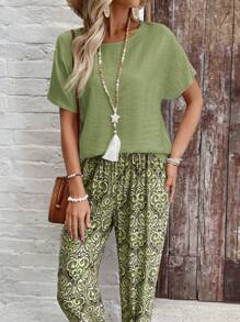 EMERY ROSE Women Two Pieces Outfits For Daily Wear - Green - View 6