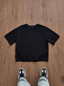 SWAVVY Standard Size Men's Black Short Camera Print T-Shirt, Fashionable For Summer - Black - View 2