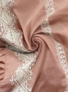 Florisole 女式优雅休闲度假波西米亚拼接露背细肩带长裙 - 粉色 - 查看 7