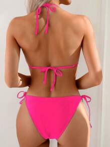 Bộ đồ bơi liền mảnh gợi cảm màu trơn bán chạy nhất cho bãi biển và mùa hè - Màu Hồng Tươi - Xem 2
