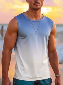 Manfinity RSRT Men's Ombre Round Neck Loose Tank Top, Suitable For Summer - Multicolor - View 3