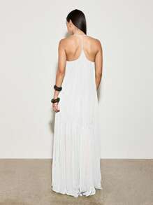 AiiRZ Đầm Maxi Halter Cổ Khoét Sâu Mùa Hè Cho Kỳ Nghỉ Bãi Biển Dự Tiệc Cưới Khách Đầm Dài Thanh Lịch Dài Cho Tiệc Tối - trắng - Xem 2