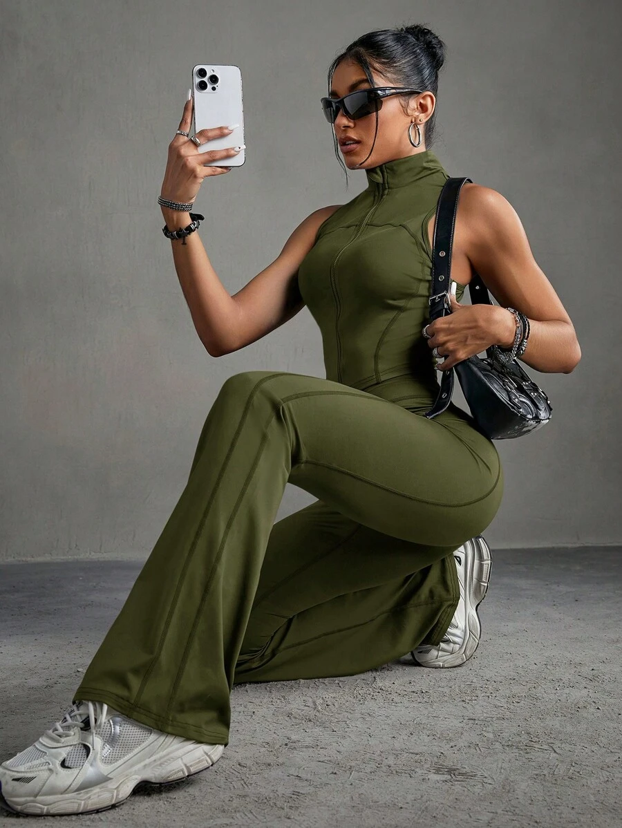 Streetz SHEIN Sport 女士运动套装 - 纯色无袖上衣和长裤