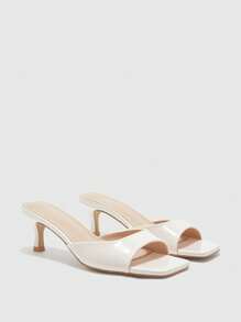 CUCCOO BIZCHIC Sandal Hak Tinggi Minimalis Serbaguna untuk Wanita, Cocok untuk Natal - Krem - View 2