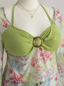 Soleia 大码女式夏季度假上衣，适合返校季，秋季休闲娃娃装上衣，带有花卉印花 - 彩色 - 查看 7