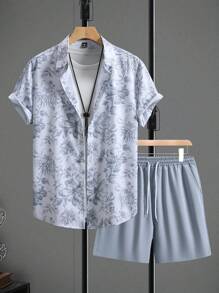 Manfinity RSRT Men's Short Sleeve Shirt And Shorts Fashion Suit, Suitable For Summer