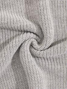 EURMUSE Men Stripe Knitted Raglan Sleeve Patched Regular Sweater - Grey - View 6