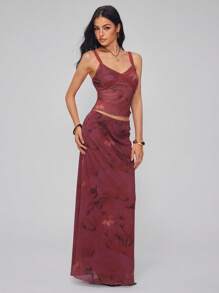 SHEIN Unity Conjuntos de dos piezas para mujer para uso diario - Burdeos - Ver 3