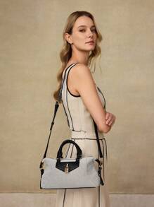 MOTF PREMIUM CONTRAST COLOR COMMUTER TOP HANDLE BAG - Black and White - View 6