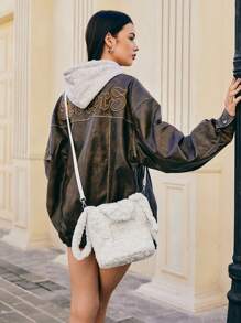 SHECARRY Street Style Sheepskin Handbag, Suitable For Commuting And Travel - Beige - View 3