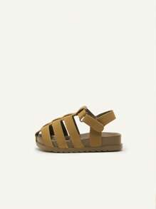 Cozy Pixies Toddler Boys' Cute Hook-And-Loop Brown Casual All-Match Fashion Versatile Soft Bottom Peep Toe Sandals, Summer - Brown - View 3