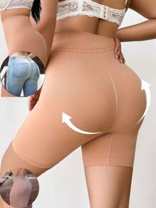 SHEIN Short sculptant de couleur unie taille haute pour femmes grandes tailles