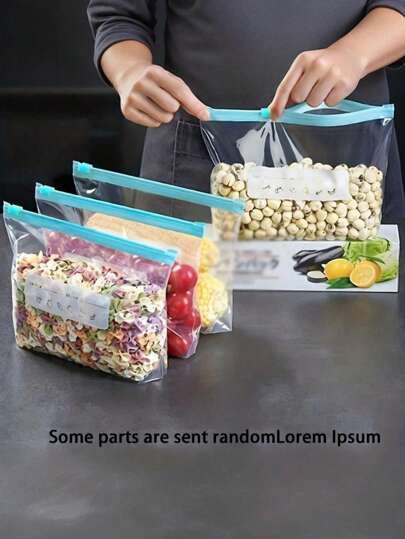 Fresh-Keeping Bag With 3 Sizes, Special Sealing Bag For Household Refrigerator, Zipper Type Food Dense Bag With Seal, Kitchen Storage And Organizer, Kitchen Supplies School Supplies Food Bag Food Box Suitable For Candy Chocolate Cookies Etc.