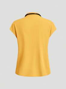 TaskEZ Conjunto de uniforme de scrubs con top de manga corta y pantalones de unicolor simple - Amarillo Mostaza - Ver 10