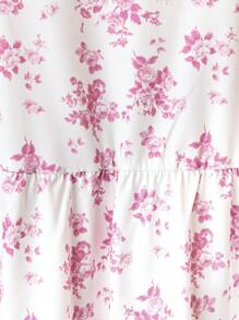 Rusticease Women's Summer Casual Ditsy Floral Round Neck Top - Pink - View 3