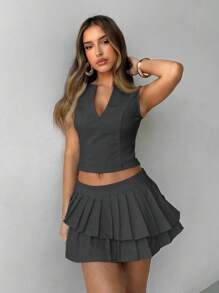 Aloruh Women Two Pieces Outfits For Daily Wear - Dark Grey - View 1