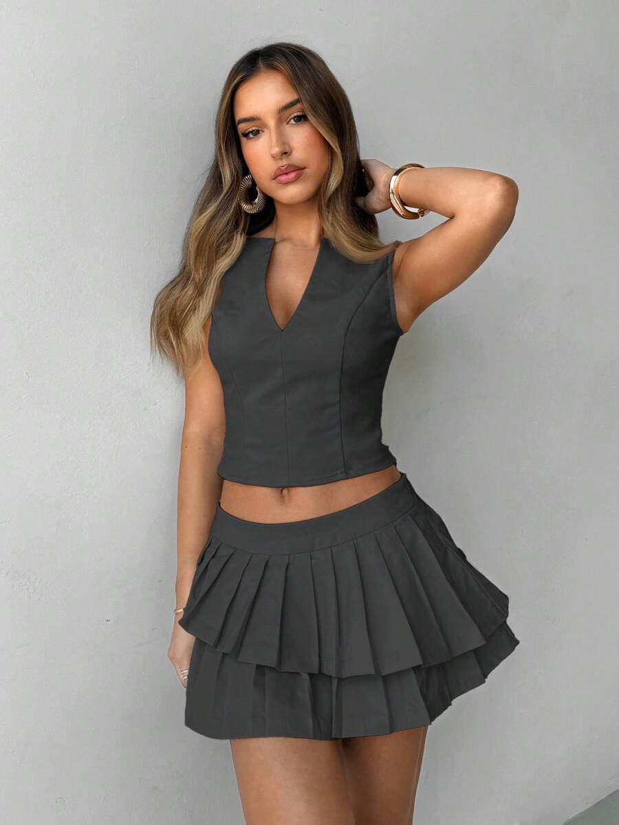 Aloruh Women Two Pieces Outfits For Daily Wear - Dark Grey - View 1
