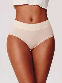 LUVLETTE 3-Pack High-Rise Airy Basic Cotton Girly Women's Underwear Briefs Panty Set