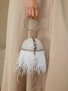 MOTF PREMIUM RHINESTONE ROUND EVENING BAG - White - View 6