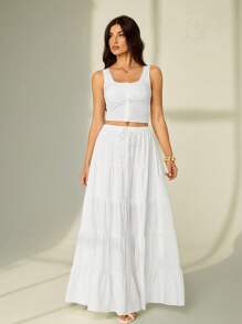 SHEIN Tall Women Two Pieces Outfits For Daily Wear - White - View 6