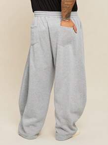 EASEVO Plus Size Men Casual Loose Knit Long Pants - Grey - View 2