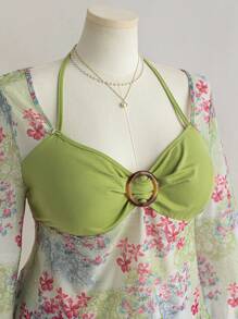 Soleia 大码女式夏季度假上衣，适合返校季，秋季休闲娃娃装上衣，带有花卉印花 - 彩色 - 查看 8