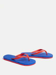 Grefit Chanclas planas de color block de CUCCOO para uso interior y exterior - Azul - Ver 4