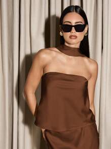 AiiRZ Strapless Bardot Top With Scarf & Maxi Skirt SET