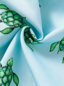 Young Boy Green Turtle Pattern Drawstring Beach Shorts Young Boys 2 Pieces Youth Boys Shorts Young Boys Casual Sets Young Boys Suit Set Beach Clothes For Boys - Blue - View 5