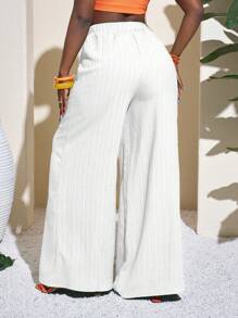 Slaydiva 音乐节女款全长几何绿色度假阔腿裤，休闲度假