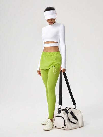 Hanevo Pantalones de yoga para mujer con pliegues y cintura ajustada