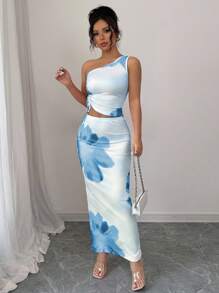 Elenzga Women Two Pieces Outfits For Daily Wear - Blue - View 6