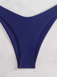 Swim Mod Women's Solid Color Halter Tie Bikini Set Set, Simple & Fashion For Beach, Casual Everyday Wear For Summer Beach Vacation - Blue - View 4