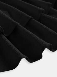 Tween Girl Woven Solid Color Bubble Pleated Double Layer Casual French Cami Dress ,Vacation