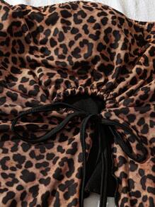 SHEIN VCAY 大码女式豹纹短款吊带背心，侧开衩上衣 - 彩色 - 查看 4