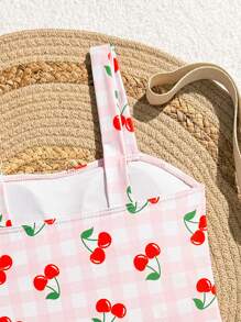 Tween Girl Cherry Print Tankini Swimsuit Set, Beach/Holiday - Multicolor - View 6