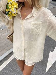 SHEIN LUNE Women Two Pieces Outfits For Daily Wear Women Summer Clothes Brunch Outfits For Women Vacation Two Pieces Set European Summer Airport Outfit For Women - Apricot - View 4