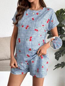 SHEIN Maternity Two Pieces Suits - Blue - View 5