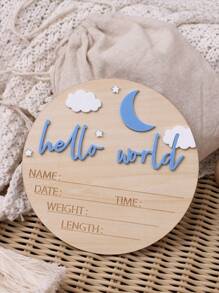 SHEIN Newborn Baby Milestone Wooden Plaque Decor, "Hello World" Infant Birth Announcement Sign - Multicolor - View 8