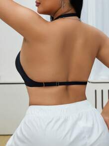 SHEIN Women's Regular Crossover Strap Seamless Bra - Black - View 5