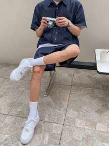 DAZY Men's Solid Blue Shirt Set, Summer - Blue - View 4