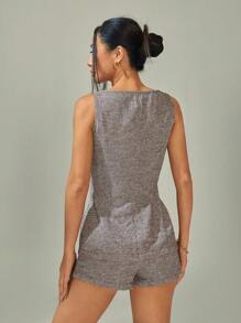 SHEIN PETITE Trang phục hai mảnh dành cho phụ nữ mặc hàng ngày - Xám - Xem 2