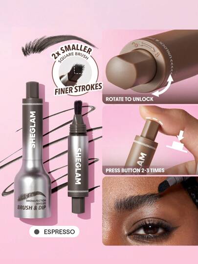 SHEGLAM Bryn-Fektion Vinklad Borste & Dopp-Espresso HåRliknande Strokes Flytande ÖGonborr ÖGonborr Gel Pen LäTt Att FäRga LåNgvarig Snabbtorkande Naturlig Formning Utfyllnad ÖGonbrynssmink MäRke SköNhet Smink Kosmetika FöR Kvinnor Och Flickor Perfekt FöR Vinter Idealisk FöR Y2K Elegant Mode Passande FöR FöDelsedag GåVa Fest Klar BäSt FäRg