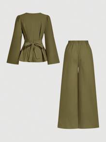 Firerie 女士日常两件套服装 - 軍綠色 - 查看 9