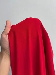 Vionelle 新年春夏加大码女式短袖休闲连衣裙，收腰A字裙，优雅高领红色度假连衣裙 - 紅色 - 查看 6