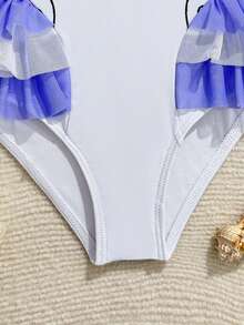 SHEIN Kleine Mädchen Einteiler Badeanzug mit Rüschen und Einhorn Muster, Strandresort